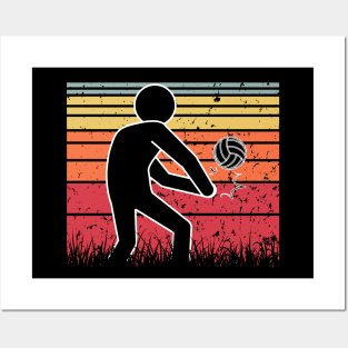 Travel back in time with beach volleyball - Retro Sunsets shirt featuring a player! Posters and Art